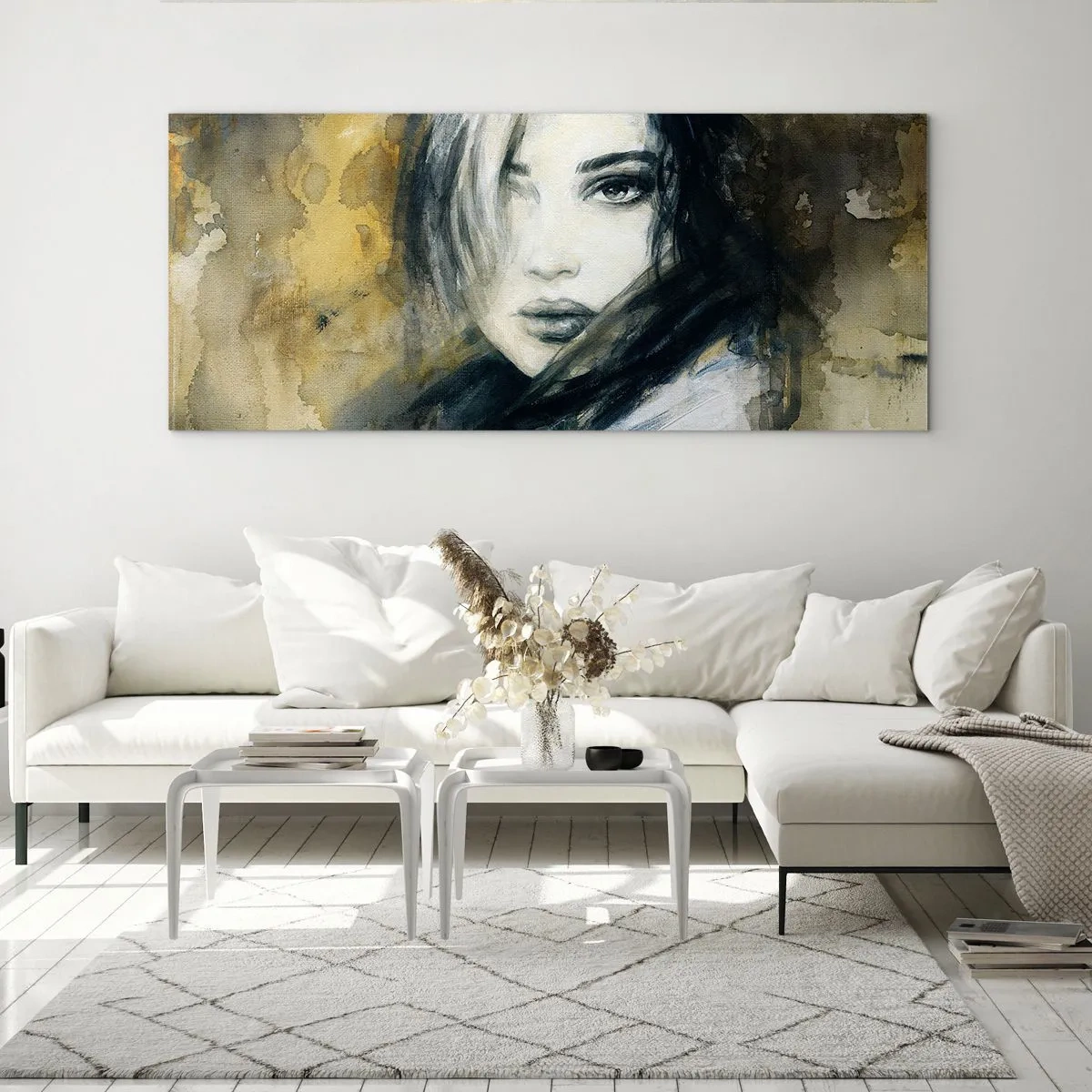 Tablou pe sticlă - Mai inocentă sau mai senzuală? - 90x30 cm