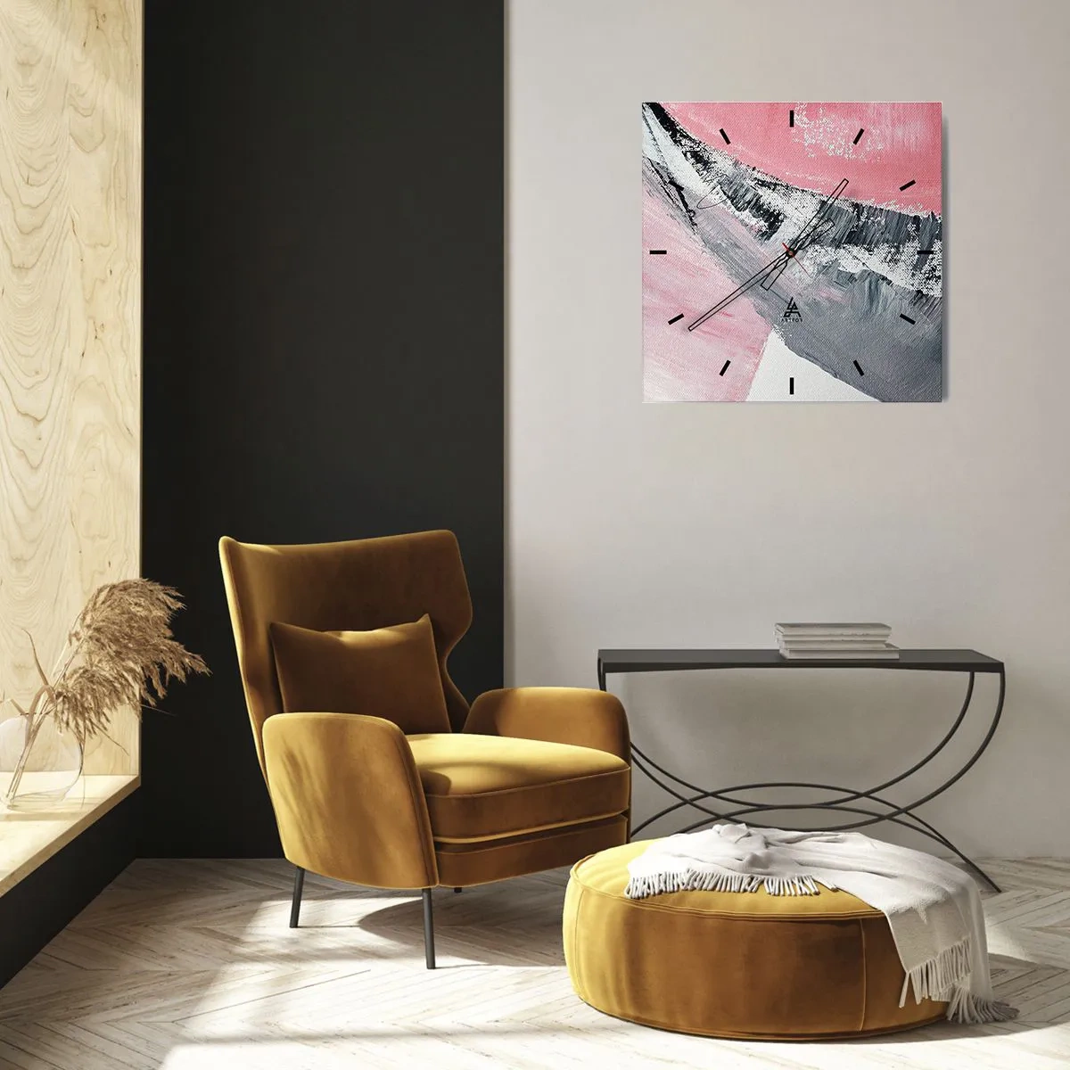 Ceas de perete - Ceas pe sticlă - Compoziție adaptată - 40x40 cm