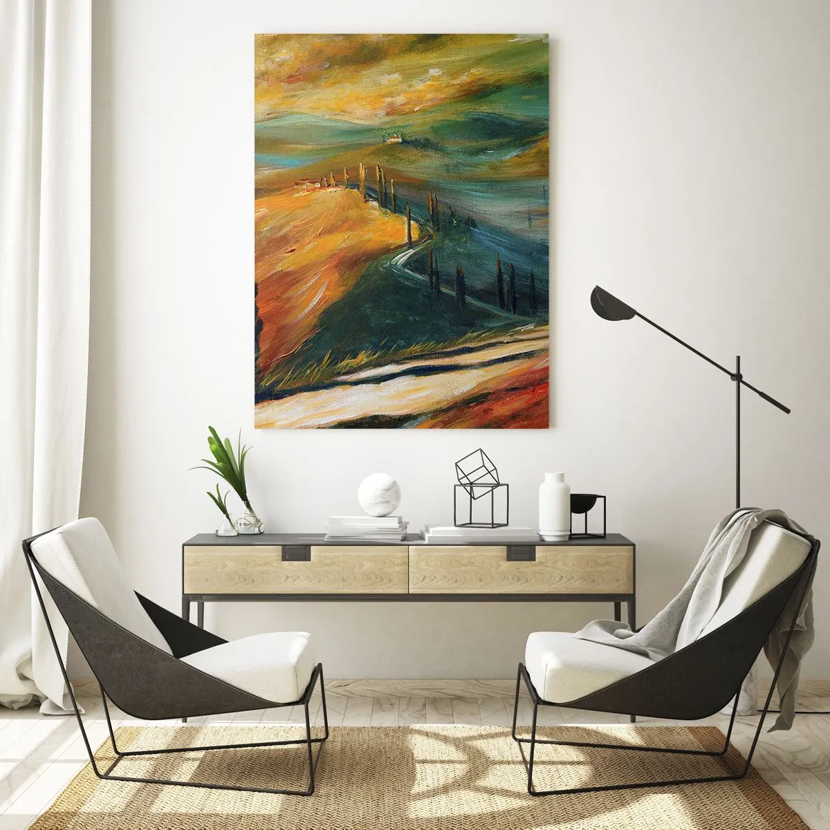 Tablou pe sticlă - Peisaj toscan - 50x70 cm