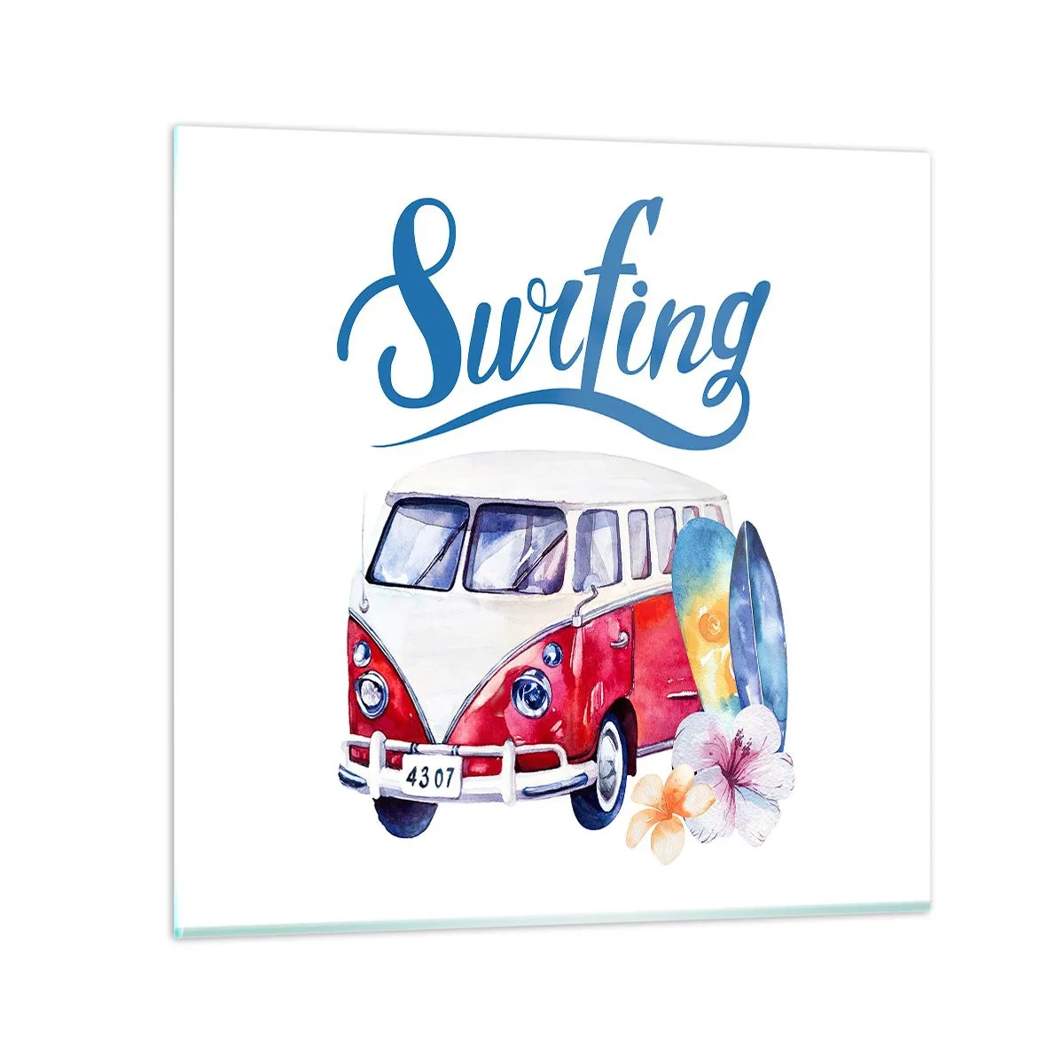 Tablou pe sticlă - Un clasic pentru surferi - 70x70 cm