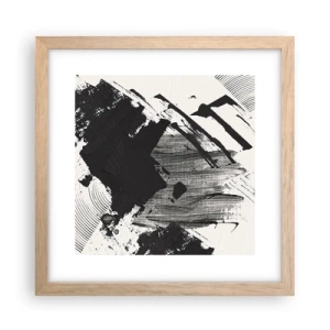 Poster în ramă de stejar deschis - Abstracție - expresie de negru - 30x30 cm