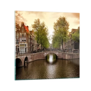 Tablou pe sticlă - Cu barca sau cu bicicleta? - 30x30 cm