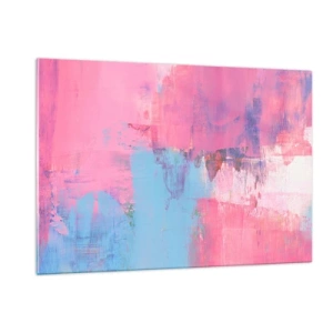 Tablou pe sticlă - Roz, albastru și un strop de lumină - 120x80 cm