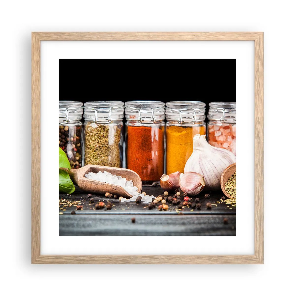 Poster în ramă de stejar deschis - Pentru a da un gust vieții - 40x40 cm
