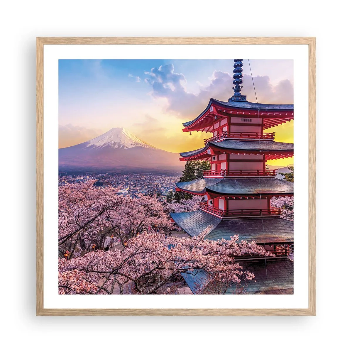Poster în ramă de stejar deschis - Esența spiritului japonez - 60x60 cm