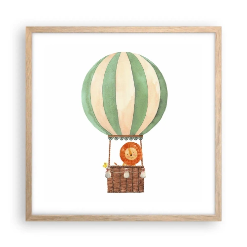 Poster în ramă de stejar deschis - Călătoriile lui Leon - 50x50 cm