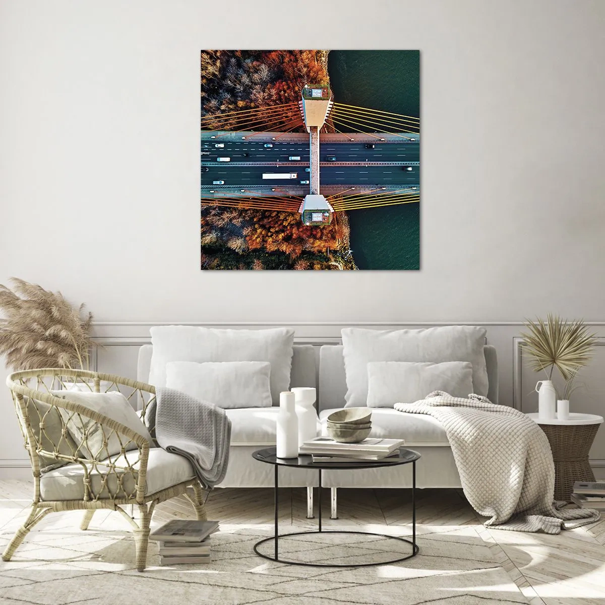 Tablou pe sticlă - Din pădure spre apă - 40x40 cm