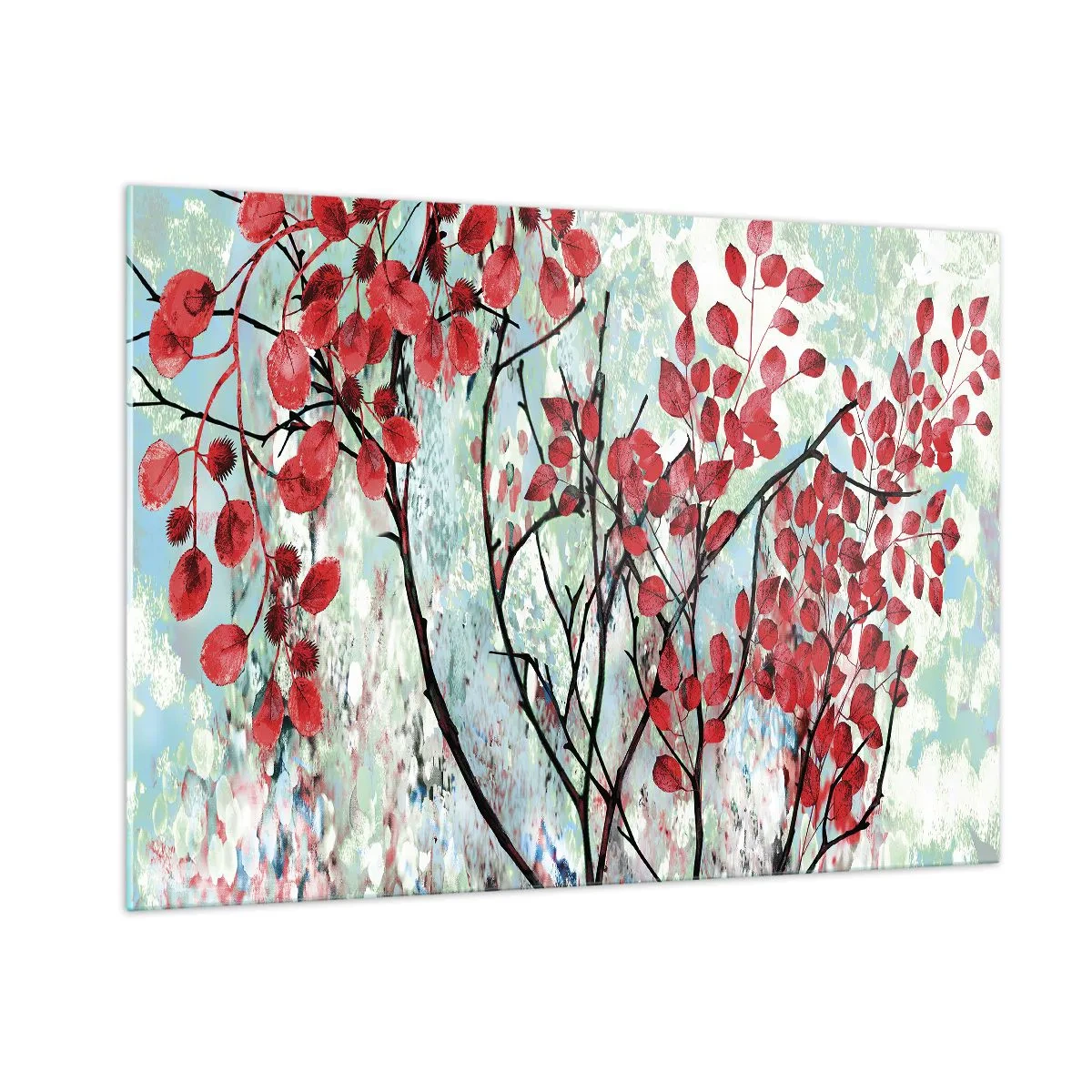 Tablou pe sticlă - Arbore în stacojiu - 100x70 cm