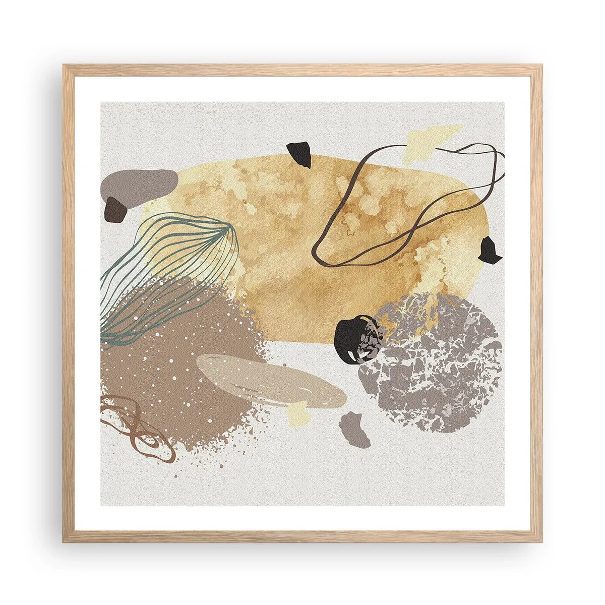 Poster în ramă de stejar deschis - Fluiditatea aplicată - 60x60 cm