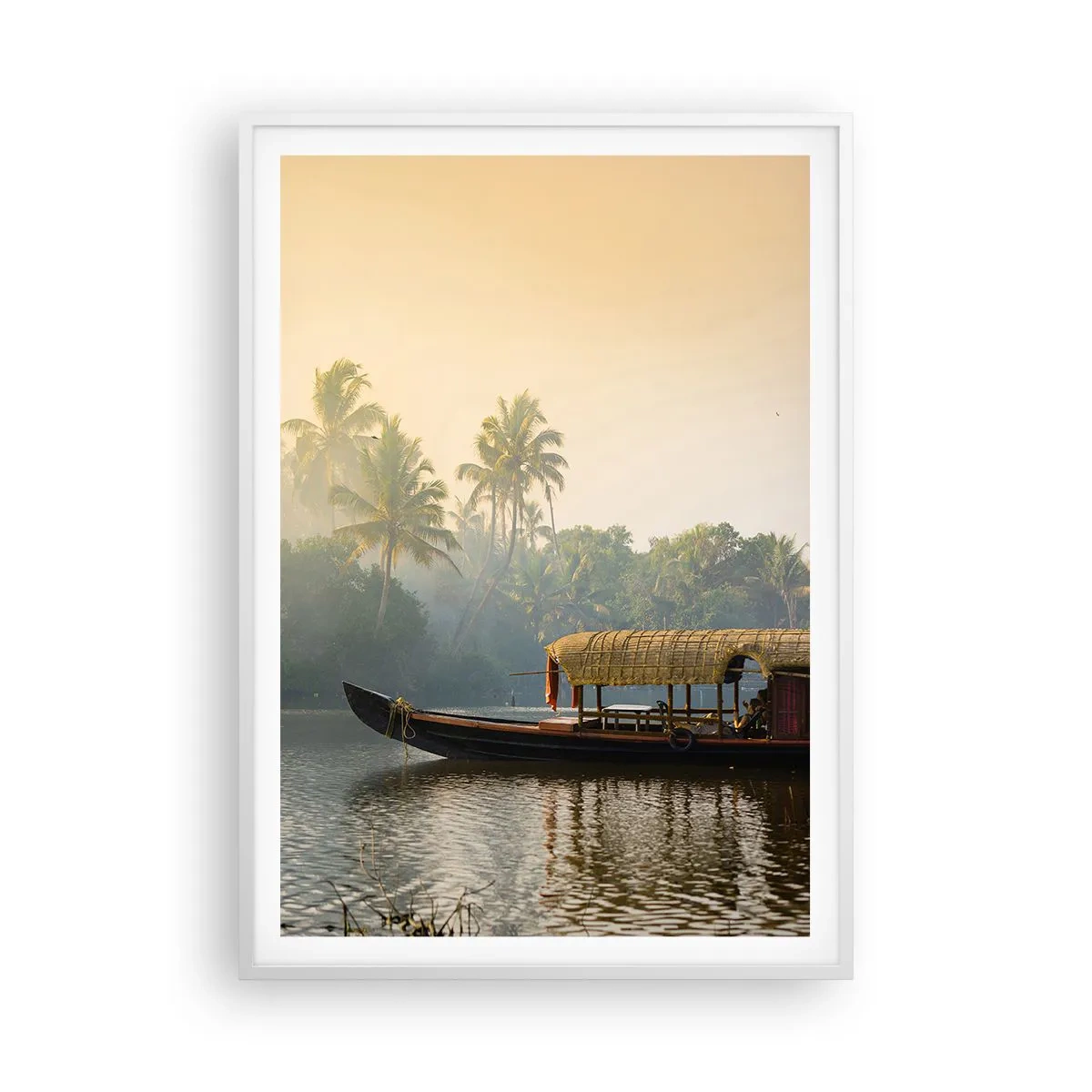 Poster în ramă albă - Casă pe râu - 70x100 cm