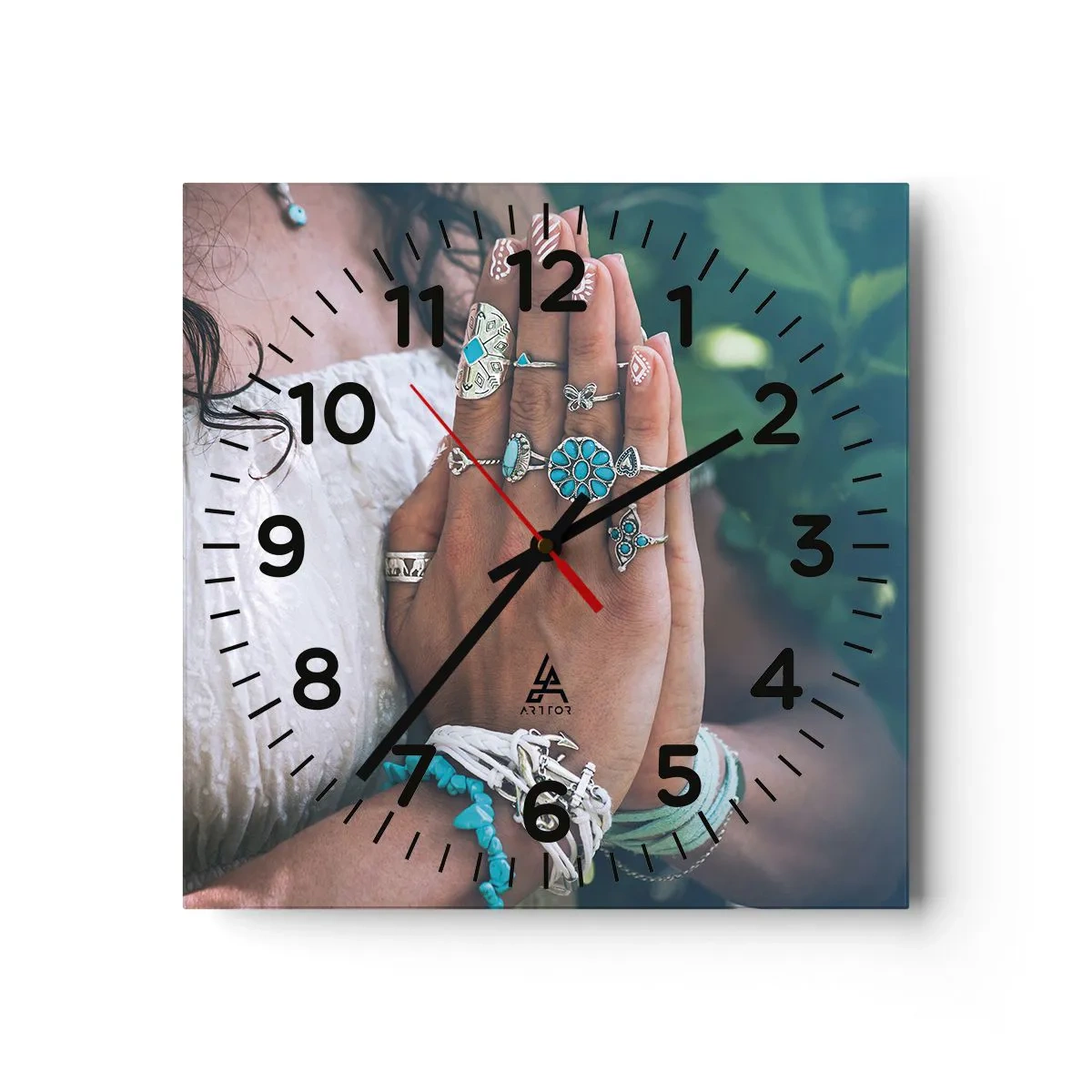 Ceas de perete - Ceas pe sticlă - Bine ați venit în centrul ființei - 40x40 cm