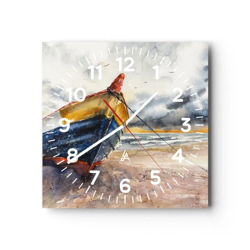 Ceas de perete - Ceas pe sticlă - Se odihnește pe țărm - 40x40 cm