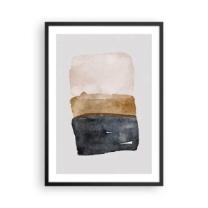 Poster în ramă neagră - Acuarelă abstractă în tonuri pământii - 50x70cm - Compoziția culorilor pământului - Decorațiune modernă pentru perete pentru living și dormitor ARTTOR
