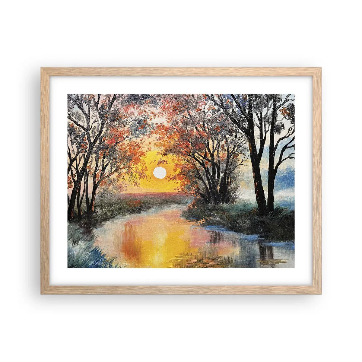 Poster în ramă de stejar deschis - Atmosferă de toamnă - 50x40 cm