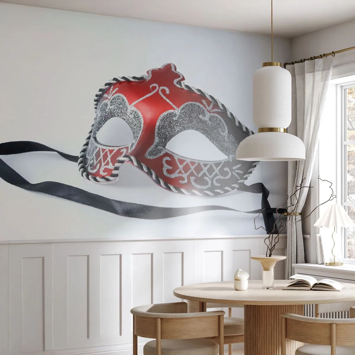 Tapet Premium Canvas - Invitație la bal - Mască venețiană, Veneția, Carnaval - 300x210 cm