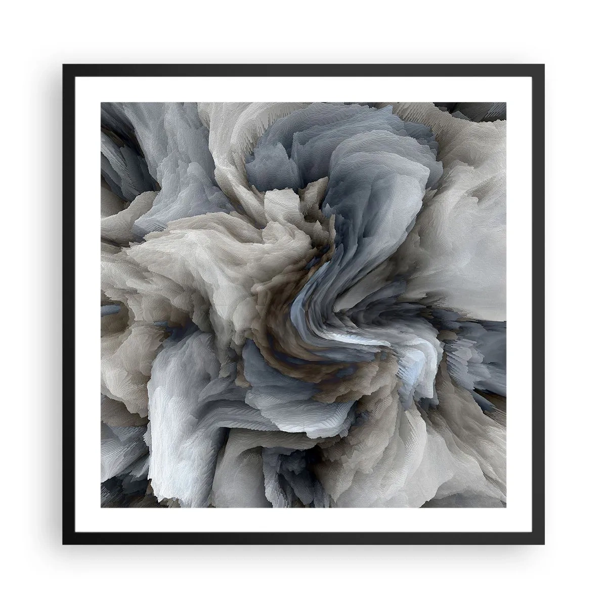 Poster în ramă neagră - Piatră și floare - 60x60 cm