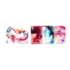 Mostră tapet autocolant Deluxe Sticker - În apropiere, lumea înflorește - Abstracția, Chipul de femeie, Ochi Femei - 100x30 cm