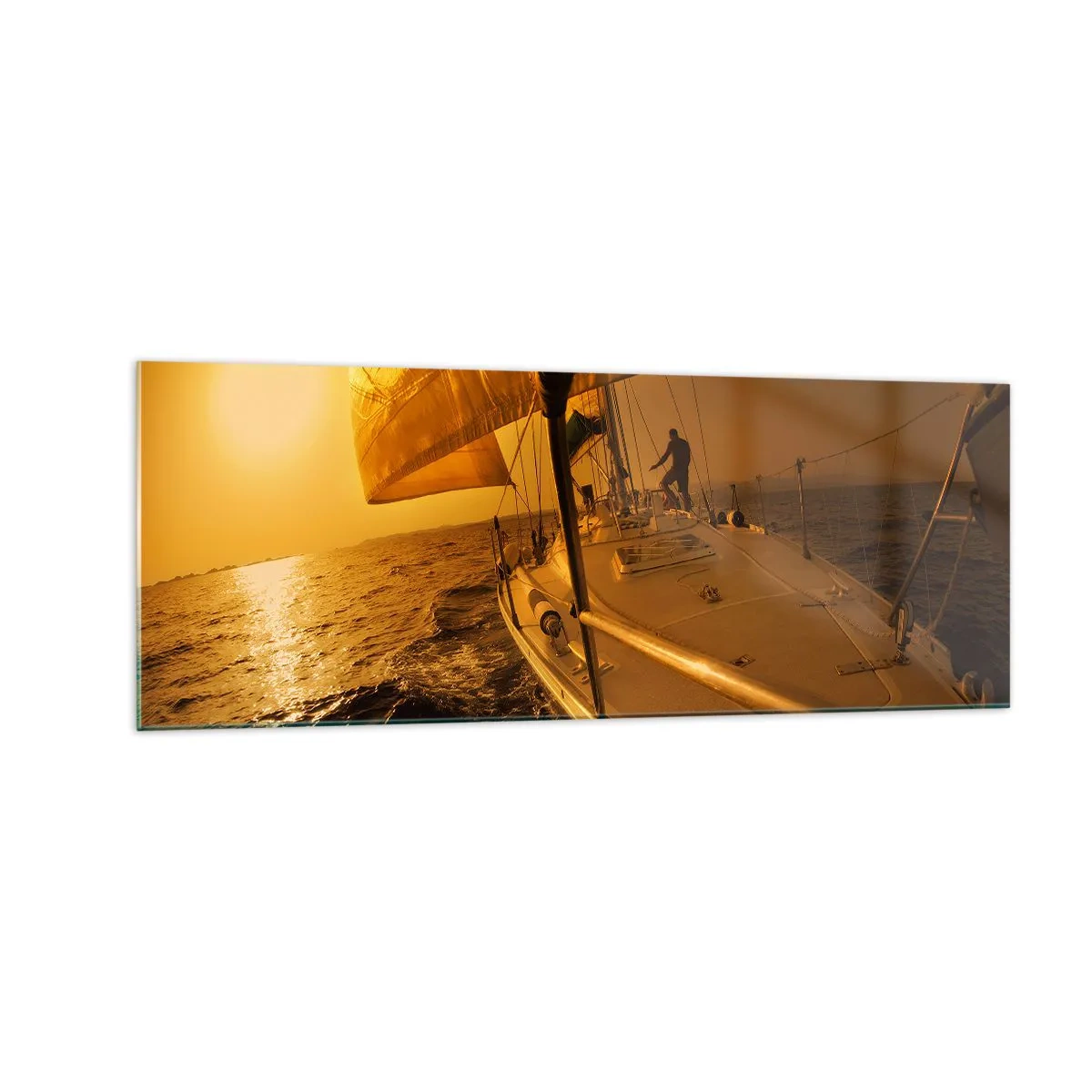 Tablou pe sticlă - O seară aurie după o zi multicoloră - 140x50 cm