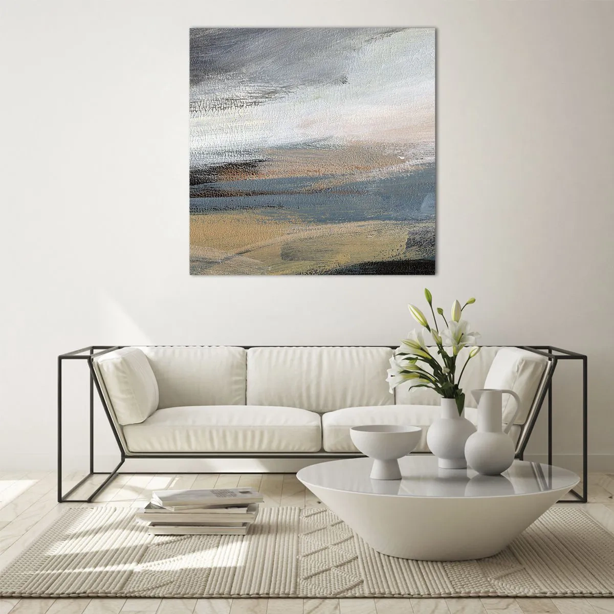 Tablou pe sticlă - Abstracție: peisaj nordic - 30x30 cm