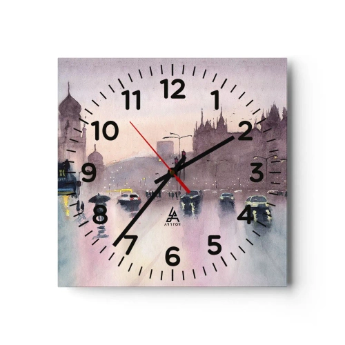 Ceas de perete - Ceas pe sticlă - Într-o ceață ploioasă - 30x30 cm