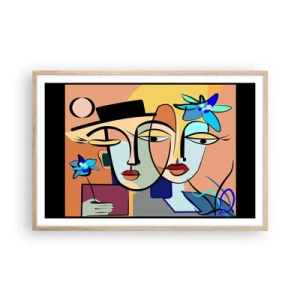 Poster în ramă de stejar deschis - Întâlnire cu Picasso - 91x61 cm