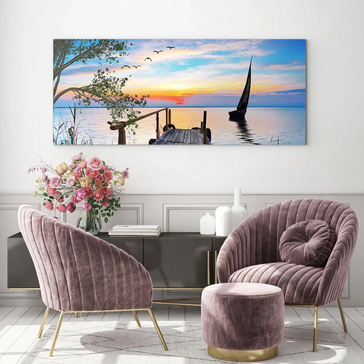 Tablou pe sticlă - Bună seara - 140x50 cm