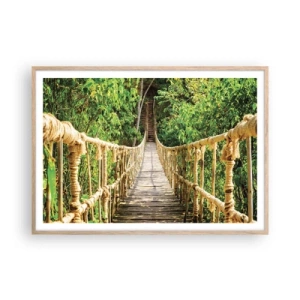 Poster în ramă de stejar deschis - Suspendat în verde - 100x70 cm