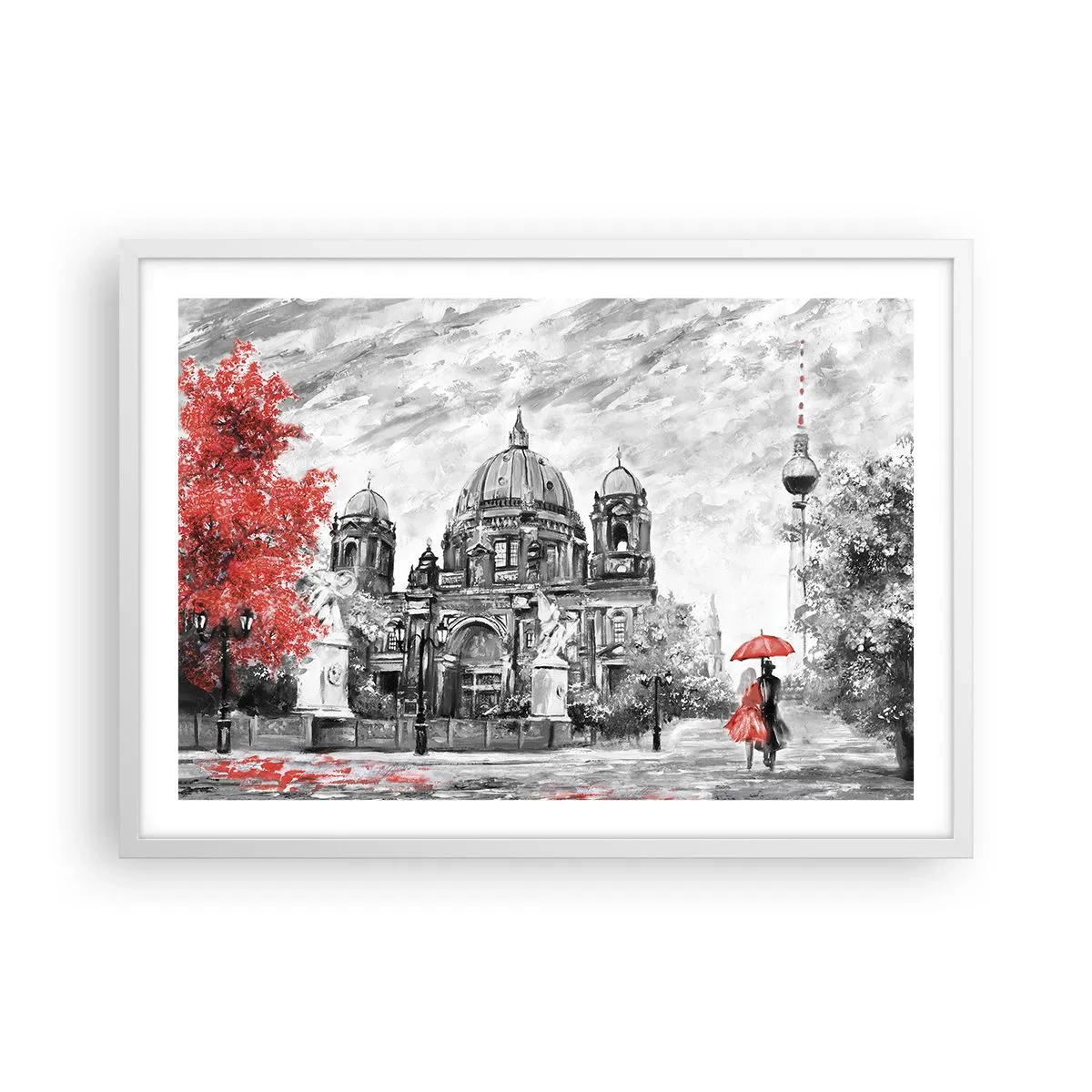Poster în ramă albă - Reuniune în Berlin - 70x50 cm