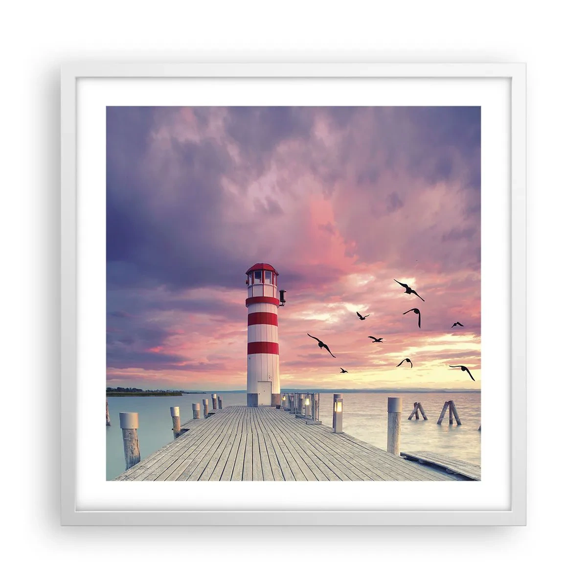 Poster în ramă albă - Să ne întoarcem în port - 50x50 cm