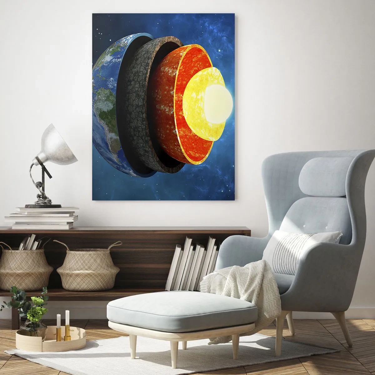 Tablou pe sticlă - Expediție în interiorul Pământului - 80x120 cm