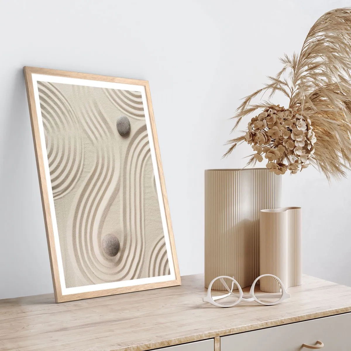 Poster în ramă de stejar deschis - Atingere de căldură - 50x70 cm