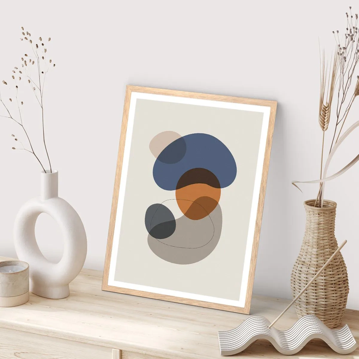 Poster în ramă de stejar deschis - Picături de culoare - 50x70 cm