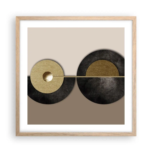 Poster în ramă de stejar deschis - Variații în jurul unui cerc - 50x50 cm