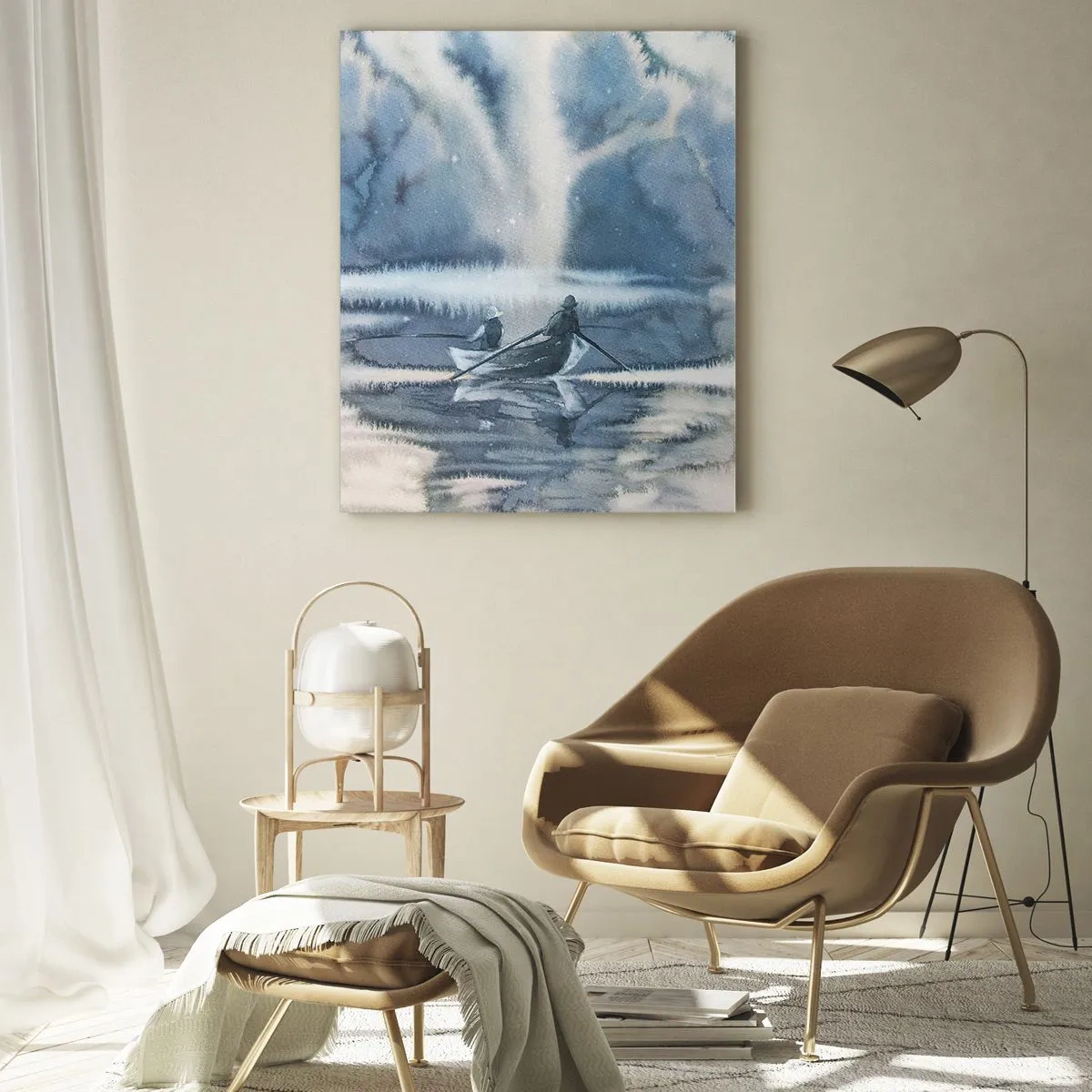 Tablou pe sticlă - Pescarii în paradisul lor - 50x70 cm