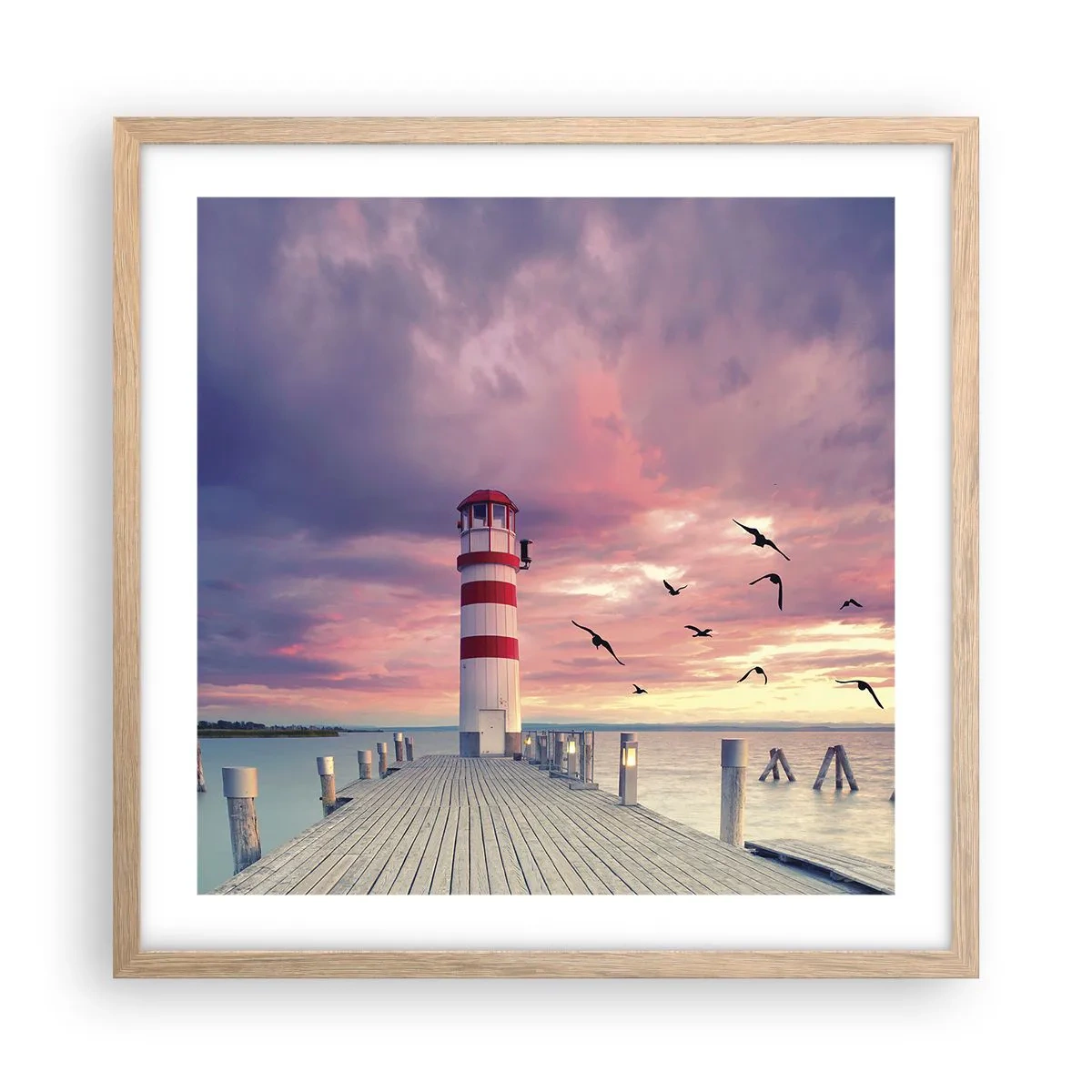 Poster în ramă de stejar deschis - Să ne întoarcem în port - 50x50 cm