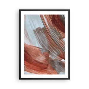 Poster în ramă neagră - Pensule dinamice în tonuri calde - 50x70cm - Abstracție autumnală și vântoasă - Decorațiune modernă pentru perete pentru living și dormitor ARTTOR