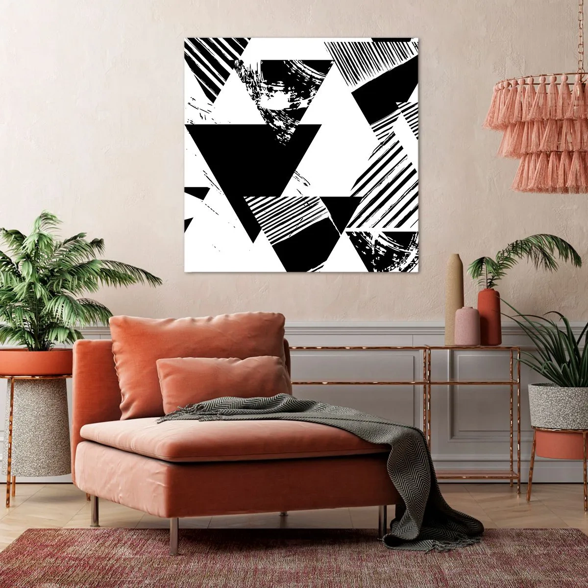 Tablou pe pânză - Ploaie de triunghiuri - 40x40 cm