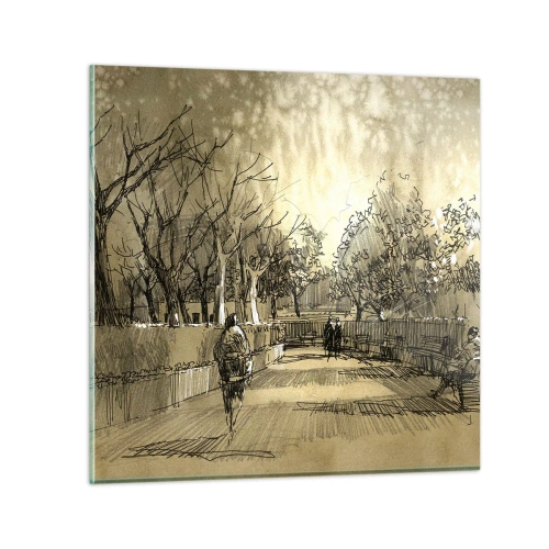 Tablou pe sticlă - Un moment reținut cu pene - 40x40 cm