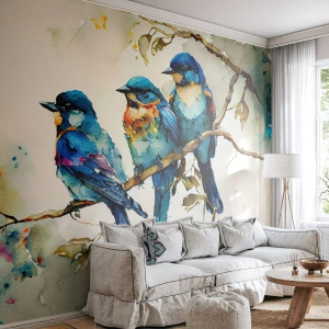 Tapet Standard Eco - Se simte jignit? - Păsări, Natură, Acuarelă - 200x140 cm