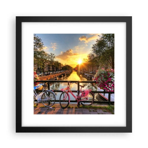 Poster în ramă neagră - Dimineața de primăvară în Amsterdam - 30x30 cm