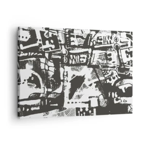Tablou pe pânză Canvas - Model retro monocrom abstract - 70x50cm - Ordine sau haos? - Decorațiune modernă pentru perete pentru living și dormitor ARTTOR