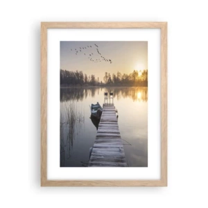 Poster în ramă de stejar deschis - O să mă întorc în curând - 30x40 cm