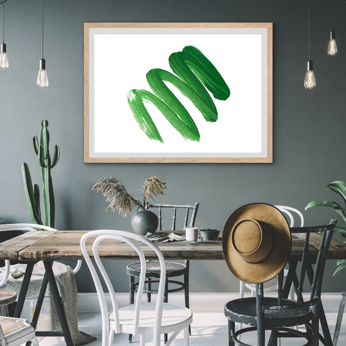 Poster în ramă de stejar deschis - Glumă verde - 70x50 cm