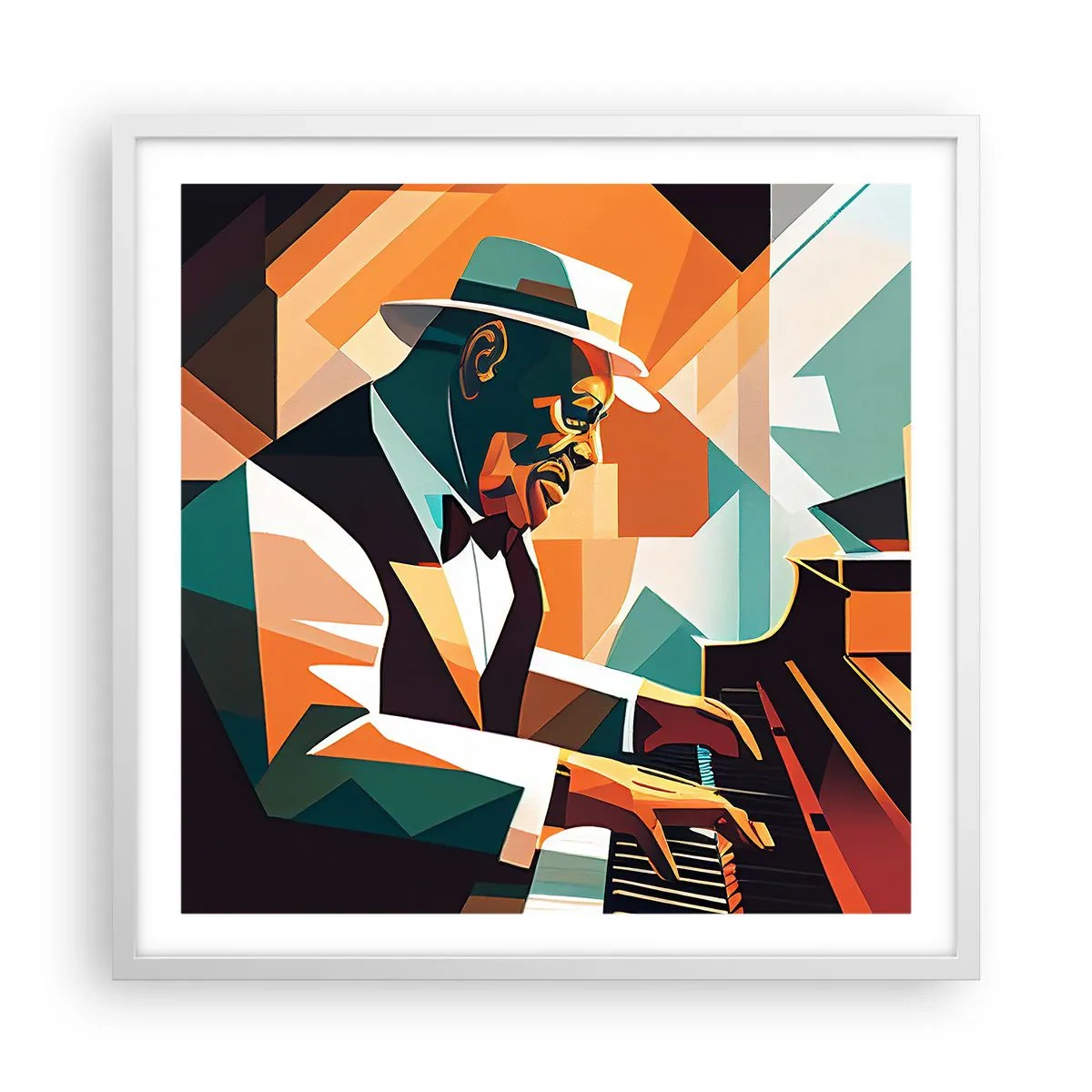 Poster în ramă albă - Numai jazz - 60x60 cm