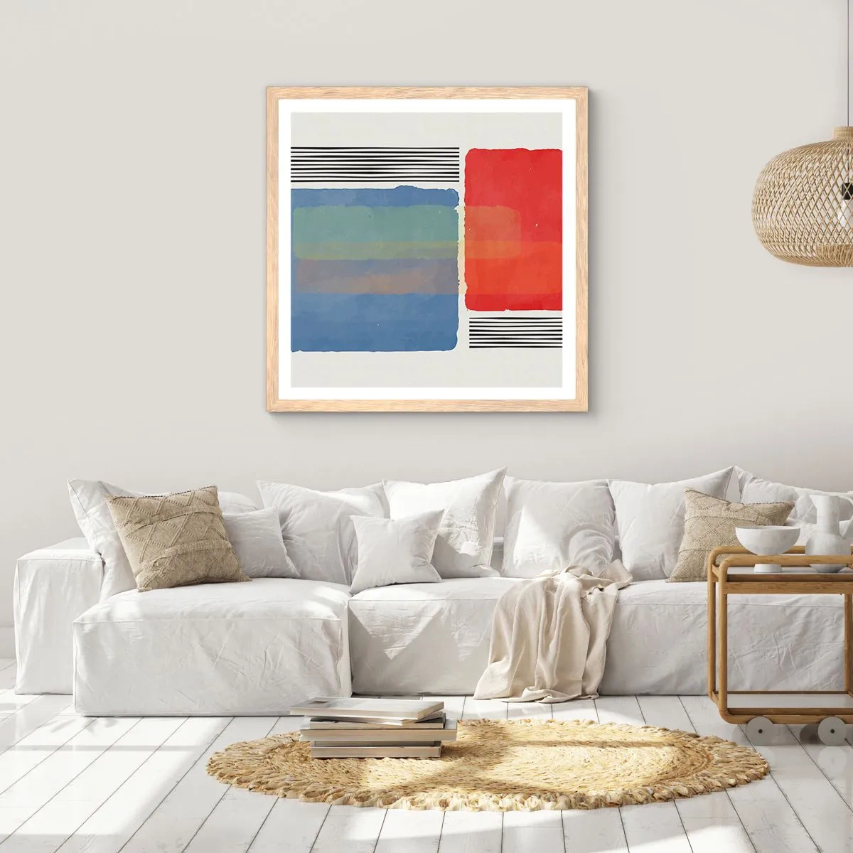 Poster în ramă de stejar deschis - Spiritul și litera geometriei - 40x40 cm