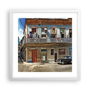 Poster în ramă albă - Sentimente cubaneze - 40x40 cm