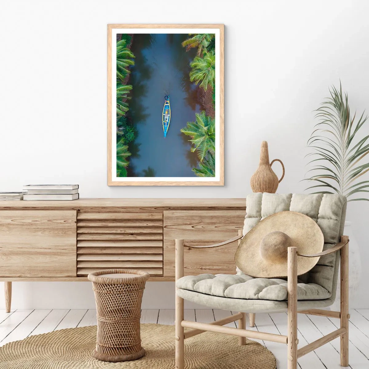 Poster în ramă de stejar deschis - Pe traseul tropical - 50x70 cm