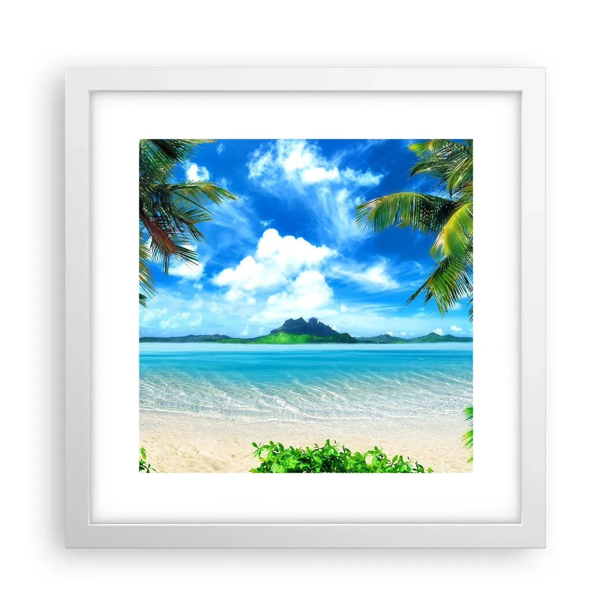 Poster în ramă albă - Azur de la tropice - 30x30 cm