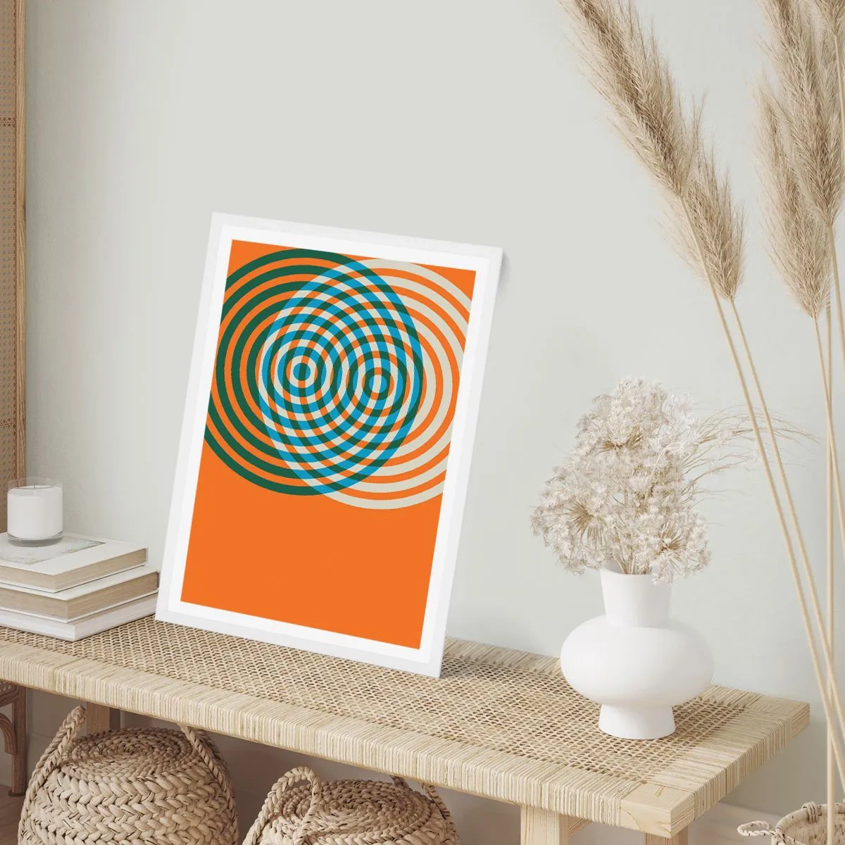 Poster în ramă albă - Variație circulară abstractă - 50x70 cm