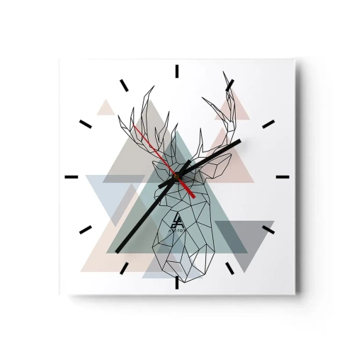 Ceas de perete - Ceas pe sticlă - Într-o pădure geometrică - 30x30 cm